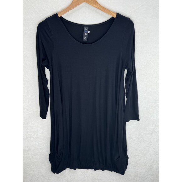 NOBLU Women's Lagenlook Black Balloon Hem Dress Size Small - Picture 2 of 8